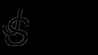Line drawing of a stylized dollar sign symbol in black on dark background