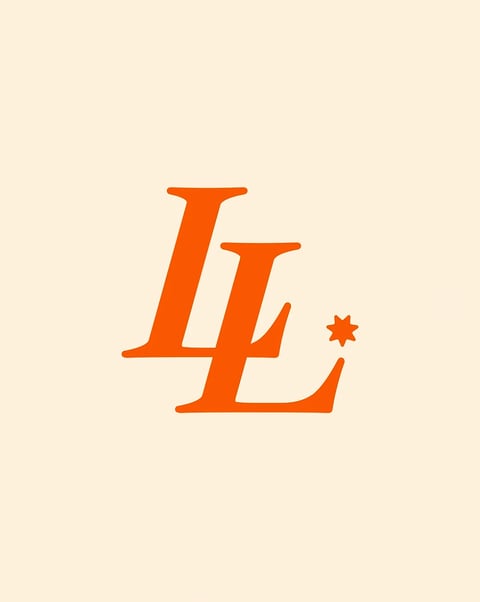 Orange stylized LL logo with a small star accent on a beige background